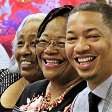 Kim Miller with her mother Olivia and son Tyronn Lue.